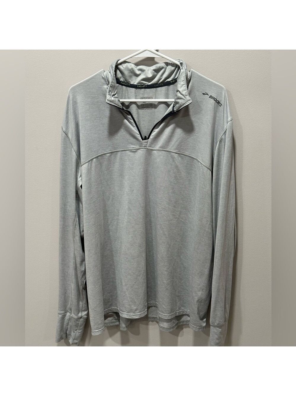 Brooks Mens Gray Performance 1/4 Zip Top Size XL